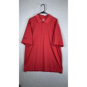 Callaway Polo Shirt Mens 2XL Red Stripe‎ Comfort Performance Golf Short Sleeve